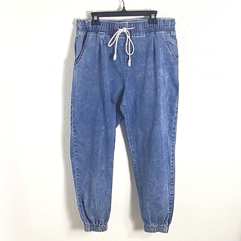 V.I.P. Bluejean Distressed Joggers Drawstring Waistband Elastic Cuffs, Jr. 15/16